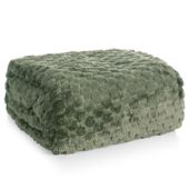 Koc 170x210 oliwkowy CINDY6 flano efekt 3D miękki