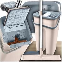 MOP PŁASKI Z WYCISKACZEM WIADREM DWUKOMOROWYM + 2 WKŁADY MIKROFIBRA ZESTAW