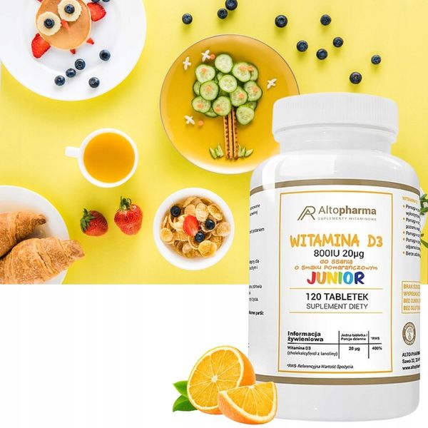WITAMINA D3 800IU 20µg DLA DZIECI DO SSANIA 120tab zdjęcie 3