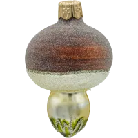 Bombka choinkowa szklana: Brązowy grzybek z brokatem