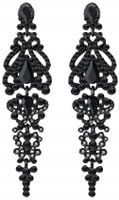 Kolczyki Długie Czarne Kryształki Cyrkonie Wiszące  B49_Czarny