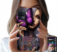 ETUI DO OPPO F19 PRO - ANTI SOCIAL BUTTERFLY RÓŻOWY MOTYL + SZKŁO