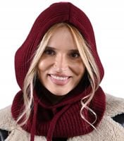 BORDO CZAPKA Kominiarka KAPTUR komin Balaclava damska ciepła miekka zimowa