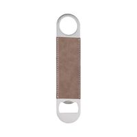 Otwieracz do butelek 4 x 17,7 cm ze stali i skóry do sublimacji - szary