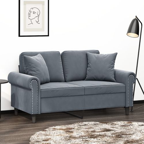 2-osobowa sofa z poduszkami, ciemnoszara, 120 cm, aksamit na Arena.pl