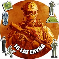 OPŁATEK NA TORT 20CM - WOJSKO ARMIA BROŃ MUNDUR + IMIĘ + ! 15CM 18CM