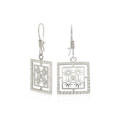 SREBRNY KWADRATOWY KOMPLET W AŻUROWY WZÓR SŁONECZNIKI SREBRO PRÓBY 925 zdjęcie 4