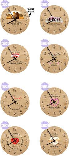 Bambusowy ZEGAR ścienny nadruk UV do biura AUTO SERWIS + nazwa firmy na Arena.pl