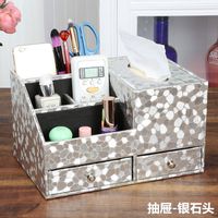 Skórzany Organizer Kosmetyczny - Na Biżuterię Z Szufladami silver stone M