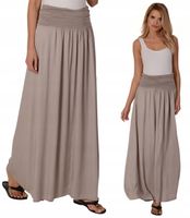 WŁOSKA DŁUGA SPÓDNICA rozkloszowana MAXI 2w1 LATTE