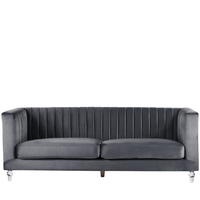 Sofa 3-osobowa welurowa ciemnoszara ARVIKA