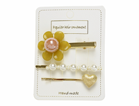 Komplet 3 spinek do włosów żółty kwiatek