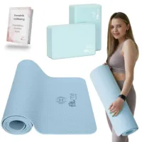 ZESTAW DO JOGI ĆWICZEŃ KOSTKA KOLECEK 2 SZT DUŻA MATA ANTYPOŚLIZGOWA TPE