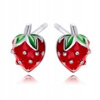 Srebrne Kolczyki 925 Truskawki dla Dziewczynki