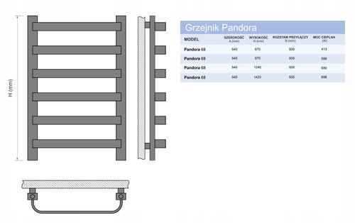GRZEJNIK ŁAZIENKOWY PANDORA 70/50 GRAFIT na Arena.pl