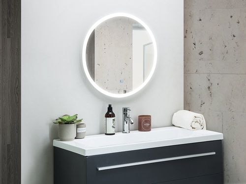 Lustro Ścienne Led Ø 58 Cm Srebrne Yser na Arena.pl