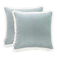 Poszewka dekoracyjna CLEAR z frędzlami 45x45 biała+butelkowa zieleń x2