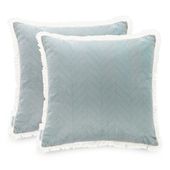 Poszewka dekoracyjna CLEAR z frędzlami 45x45 biała+butelkowa zieleń x2