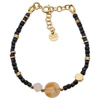 Bransoletka obfitości i ochrony - Cytryn, Turmalin czarny, Kwarc Różowy, koniczynka i srebro złocone