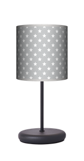 Gwiazdki szare Lampa stołowa lampka nocna szary klosz białe gwiazdki