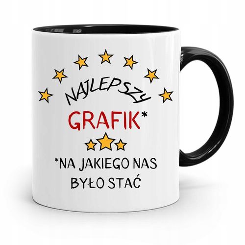 Kubek Czarny Dla Grafika Na Jakiego Nas Było Stać Z Nadrukiem Ze Zdjęciem na Arena.pl