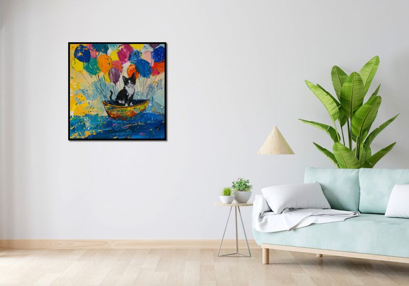 Plakat 80x80cm Kot na Łodzi zdjęcie 4
