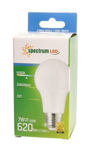 Żarówka LED GLS E27 kulka 7W zimna CW 6500K 10 SZTUK WOJ+13899 SPECTRUM LED na Arena.pl