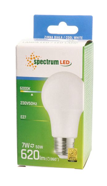 Żarówka LED GLS E27 kulka 7W zimna CW 6500K 10 SZTUK WOJ+13899 SPECTRUM LED zdjęcie 4