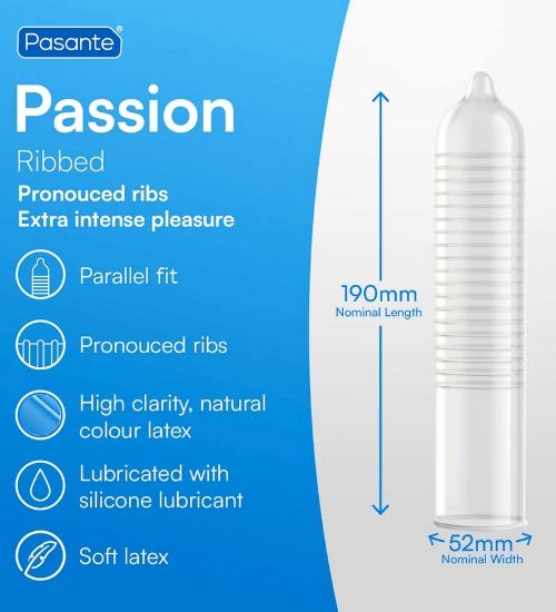 Prezerwatywy prążkowane Pasante Passion 3szt. zdjęcie 2