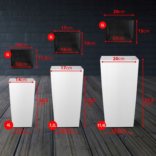 ZESTAW 3X DONICZKI DONICE BIAŁE MATOWE OGRODOWE KWIETNIK STOJĄCY Z WKŁADAMI na Arena.pl