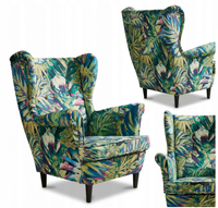 Fotel uszak skandynawski monstera zielona tropical palmy Print Family Meble