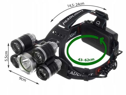 latarka czołowa 5 x led t6 cree na Arena.pl