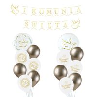 Zestaw balonów z banerem Pierwsza Komunia Święta