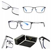 Męskie Okulary do Komputera Zerówki BLUE LIGHT TV OCHRONNE + ETUI + SZMATKA