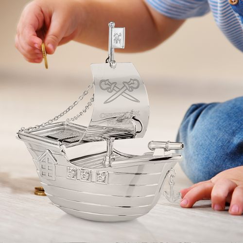 Skarbonka statek z grawerem prezent na chrzest pamiątka chrztu na Arena.pl