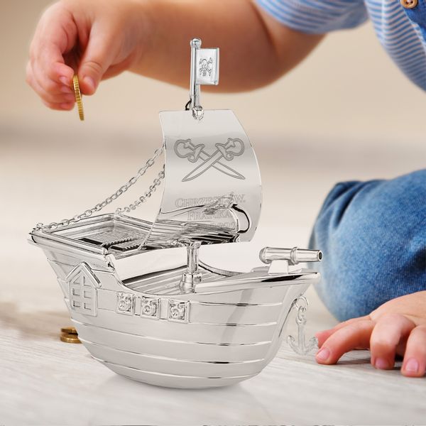Skarbonka statek z grawerem prezent na chrzest pamiątka chrztu zdjęcie 3