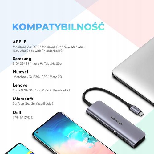 ADAPTER 6W1 UGREEN HUB USB-C DO USB, HDMI, SD 100W na Arena.pl