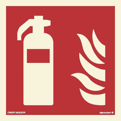 Gaśnica Znak 10X10 Płyta Znak Świecący Luminescenc Signproject Bf001_100X100_Ps Bhp Robocze na Arena.pl