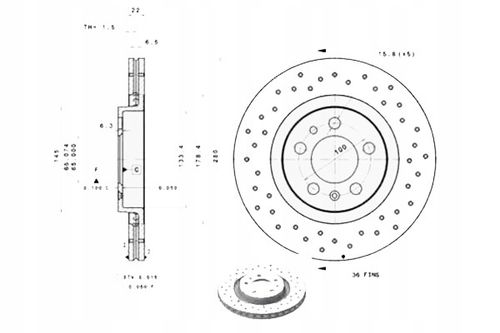 TARCZA HAM PRZOD 280X22 V XTRA BREMBO na Arena.pl