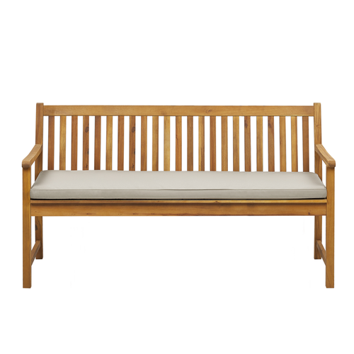 Ławka ogrodowa z certyfikowanego drewna 160 cm beżowa poduszka VIVARA na Arena.pl