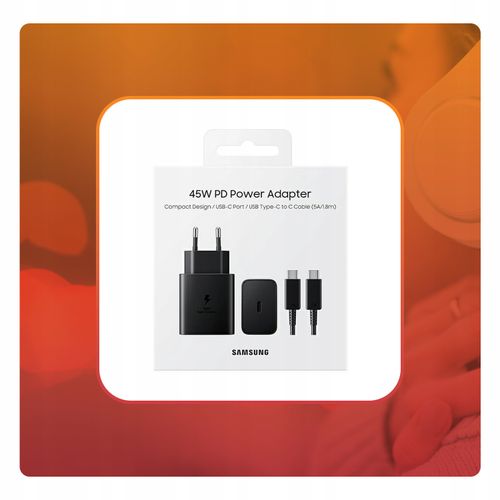 ŁADOWARKA SAMSUNG  TA845 45W  SZYBKA ORYGINALNA FAST CHARGING CZARNA KABEL USB-C 1m na Arena.pl