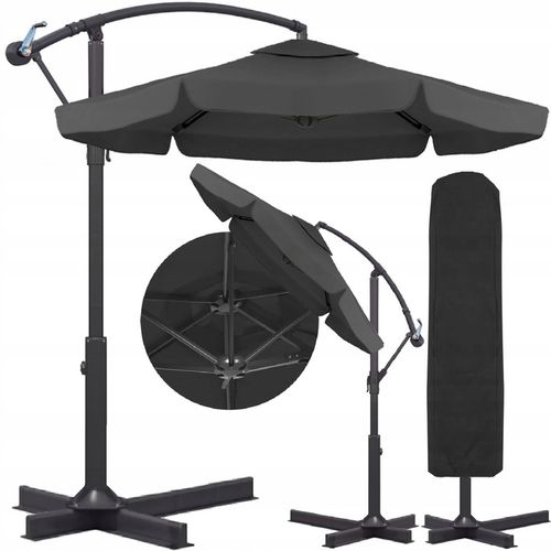 PARASOL ogrodowy DUŻY SKŁADANY SOLIDNY z WYSIĘGNIKIEM i FALBANĄ + POKROWIEC na Arena.pl