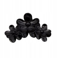 Piękna spinka klamra akrylowa trzy kwiatki czarny 11cm