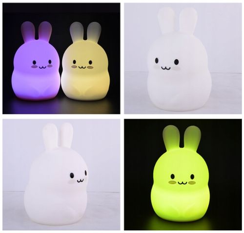 LAMPKA NOCNA KRÓLIK DLA DZIECI KOLOROWA SILIKONOWA z PILOTEM RGB MIĘKKA LED na Arena.pl