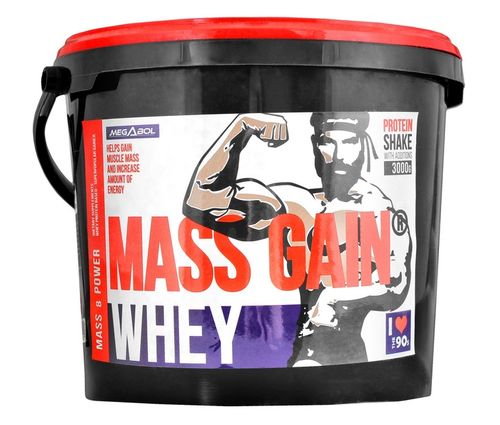 GAINER WHEY MASS GAIN MIĘŚNIE MASA WĘGLOWODANY WPC - Megabol 3000g na Arena.pl