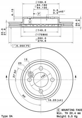 TARCZA HAM PRZOD 280X22 V BREMBO na Arena.pl