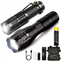 ZESTAW 2X LATARKA TAKTYCZNA LED XM-L ZOOM + ETUI