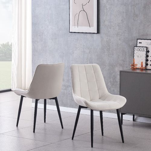 MALMO KRZESŁO TAPICEROWANE ECRU WELUR PIKOWANE na Arena.pl