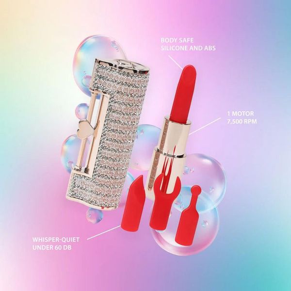 angel - lipstick vibrator with 4 attachments - pink zdjęcie 8