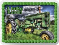 PROSTOKĄTNY OPŁATEK NA TORT A4 20x29CM - TRAKTORY CIĄGNIK + IMIĘ
